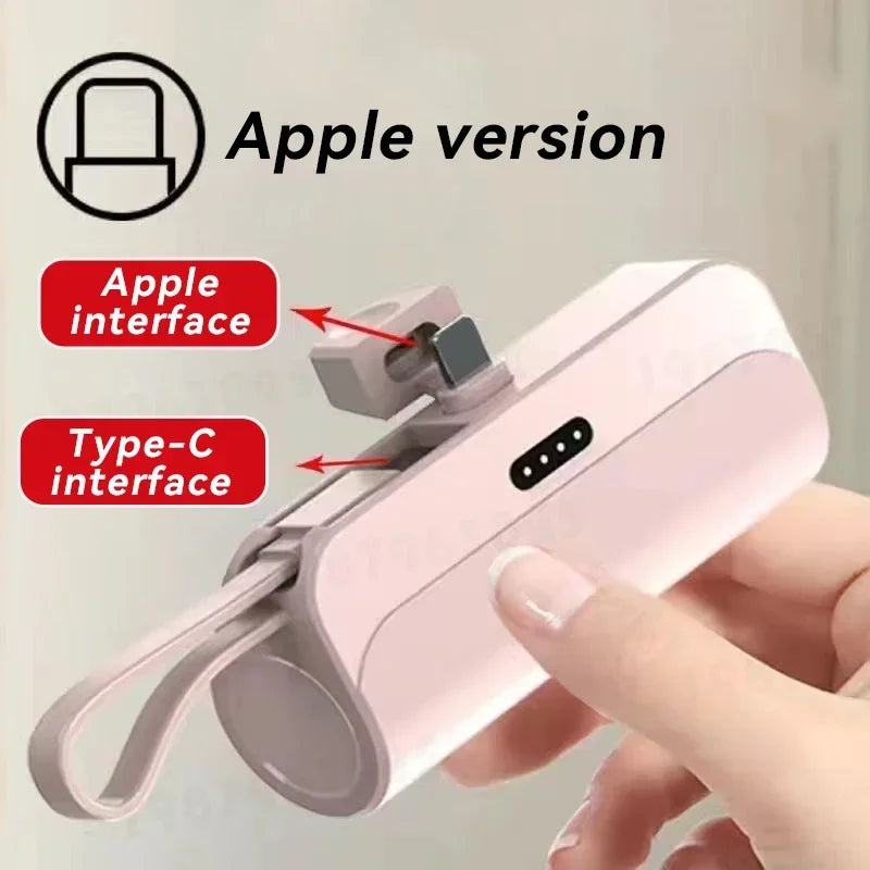 10000mAh Power Bank 2 IN 1 Fast Mobile Phone Charger External Battery Mini Power Bank Plug Play Type-C For iPhone Samsung Xiaomi