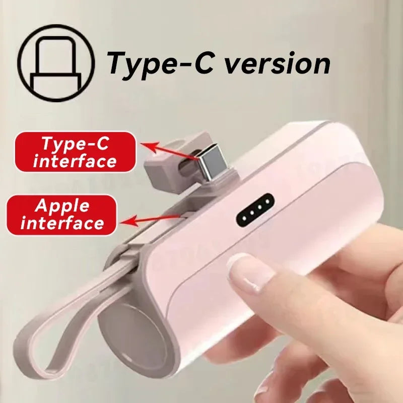 10000mAh Power Bank 2 IN 1 Fast Mobile Phone Charger External Battery Mini Power Bank Plug Play Type-C For iPhone Samsung Xiaomi